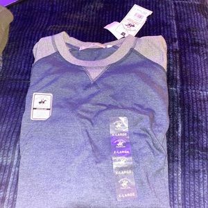 Blue and Grey Beverly Hills Polo Club XL Long Sleeve T-Shirt